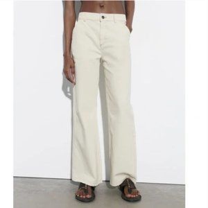 Zara Cream Flare & Wide Leg Jeans